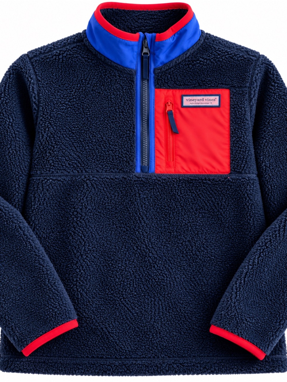 Vineyard Vines Boys Sherpa Fleece Quarter-Zip Pullover – Size 12–14